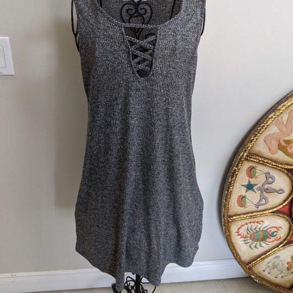 LIGHTWEIGHT GREY DRESS WITH CORSET STRAP DETAIL - Picture 3 of 5